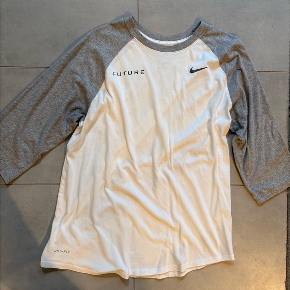 Nike Other - Nike Dri-FIT 3/4 sleeve raglan baseball tee in White and Gray